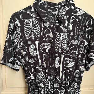 Black and White Skeleton Print Long Sleeve Dress